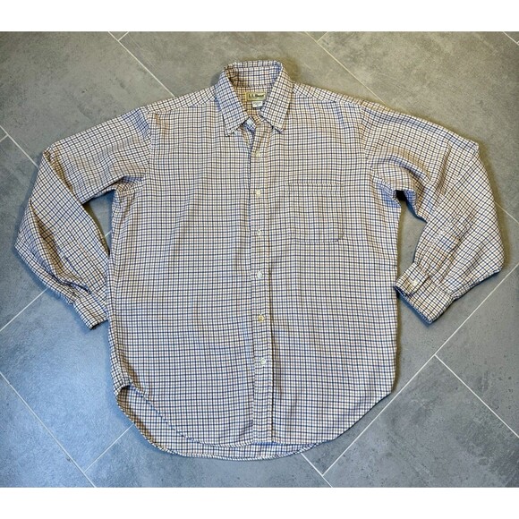 Vtg L.L. Bean Long Sleeve Button Up Shirt Mens Medium Freeport Maine USA - Picture 2 of 6
